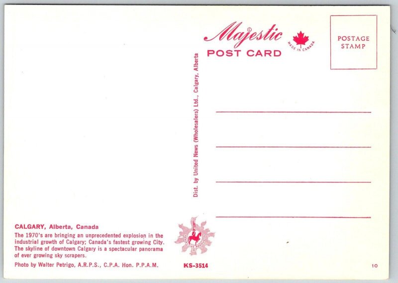 Calgary Alberta Canada Continental Postcard Downtown Skyline