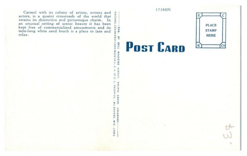 Dolores Street, Carmel, CA Postcard *5F(2)27