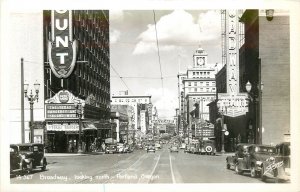 Postcard RPPC 1940s Oregon Portland Broadway Movie Theater Marquee OR24-977