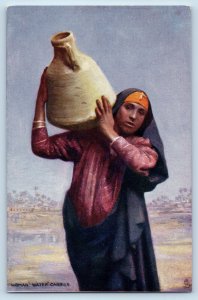 Egypt Postcard Woman Carrying Water Jar c1910 Unposted Oilette Tuck Art