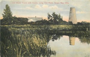 Postcard Wisconsin Green Bay Old Stone Tower House Tail Point Williams 23-9461