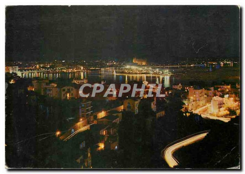 Modern Postcard Espana Mallorca Baleares Palma Vista nocturna desde la Bonanova