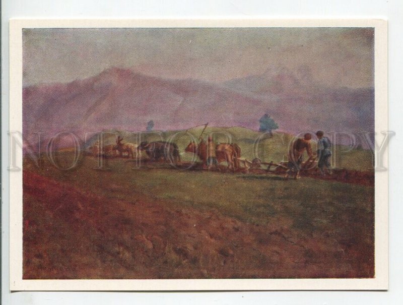 456706 USSR 1959 year painting Armenia Hakobyan infantry on the slopes Aragats