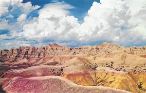 Various Layers and Yellow Mounds of Sediment Badlands of South Dakota