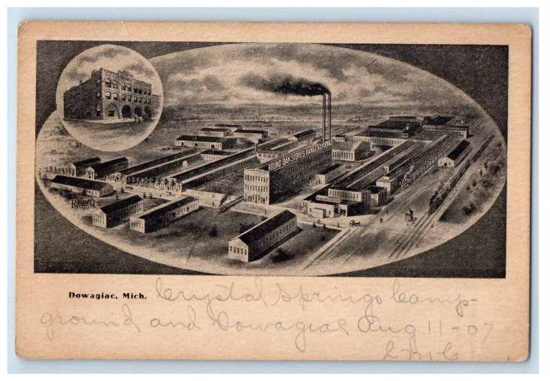 c1905 Bird's Eye View Of Round Oak Stoves Factory Dowagiac Michigan MI Postcard