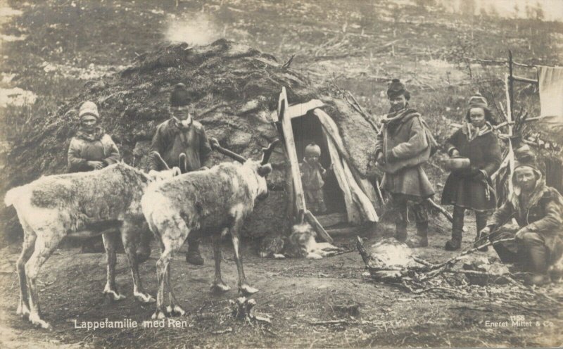 Norway Lappefamilie Med Ren RPPC 06.53