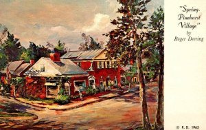 1969 1965 Vintage Postcard Pinehurst Village Reproduction of Oil Painting