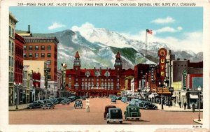 Pikes Peak, Colorado Springs, Pikes Peak Avenue, Antlers Hotel, Postcard