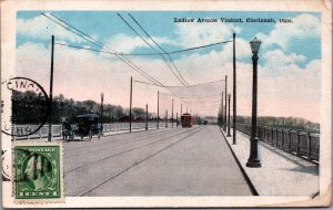 USA Ludlow Avenue Viaduct Cincinnati Ohio Vintage Postcard C033