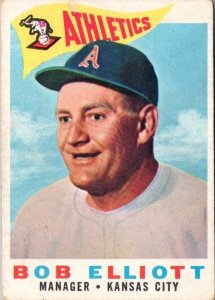 1960 Topps Baseball Card Bob Elliott Manager Kansas City Athletics sk10590