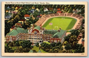 Vintage Ohio Postcard - Schott High School   Toledo
