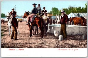Sevilla Feria Airededor De La Pilla Cowboys Horse Back Riding Postcard