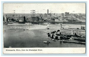 1909 Minneapolis, Minnesota from the Mississippi River Antique Postcard 