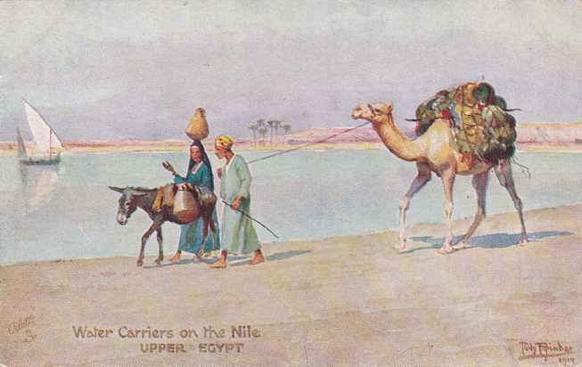 Upper Egypt Camel Water Carriers on the Nile DB Tuck Oilette