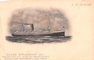 Clyde Steamship Co, SS Apache Ship Rips on back paper wear on back from remov...