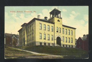 FREEDOM PENNSYLVANIA PA. PUBLIC SCHOOL BUILDING VINTAGE POSTCARD 1909