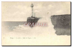 Old Postcard Lighthouse Dieppe The pier Effect waves