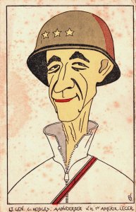 Military WWII Lieutenant General C. Hodges Caricature Vintage Postcard C257