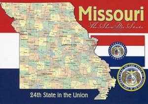 MO: MISSOURI 24TH STATE IN THE UNION MAP POSTCARD