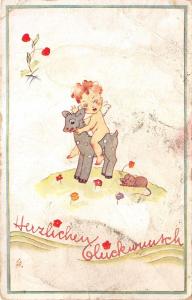 BG8831 angel child mouse flower  geburtstag birthday greetings germany