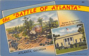 Atlanta Georgia 1952 Postcard Battle Of Atlanta Cyclorama