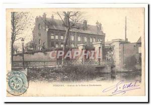 Old Postcard Peronne Avenue de la Gare and Police