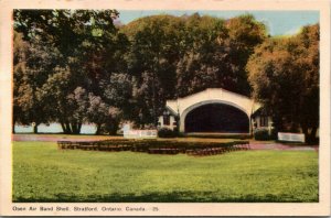 Postcard ON Stratford Open Air Band Shell Lake Victoria in Background 1947 K60