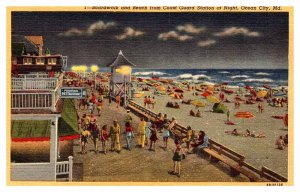 Postcard BOARDWALK SCENE Ocean City Maryland MD AQ6710