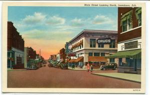 Main Street Drug Store Jonesboro Arkansas 1940s postcard