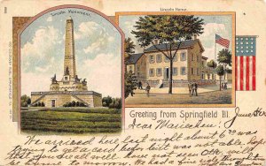 Greetings From Springfield Illinois Lincoln Home Monument 1904 postcard 