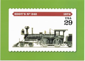 US Unused. #2845 Locomotive -Eddy's No 242 (1874) includes used #2845 stamp.