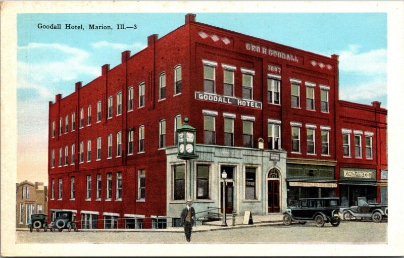 Postcard Goodall Hotel in Marion, Illinois