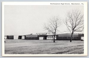 Manchester Pennsylvania~B&W~Northeastern High School In Fall~Vintage Postcard