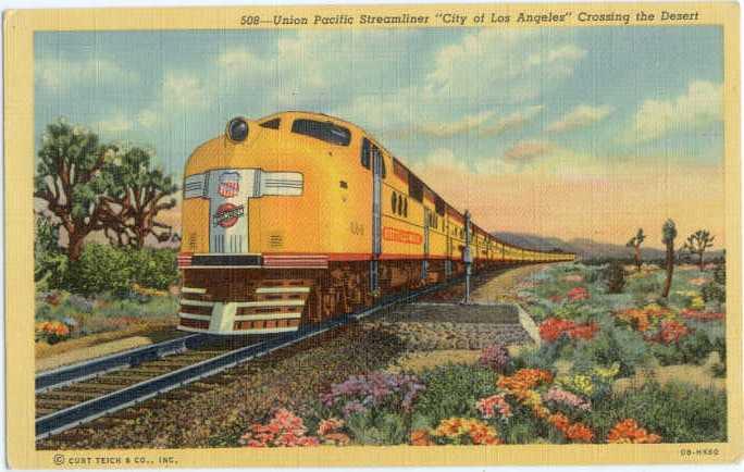 Linen of Union Pacific Streamline City of Los Angles Crossing the Desert