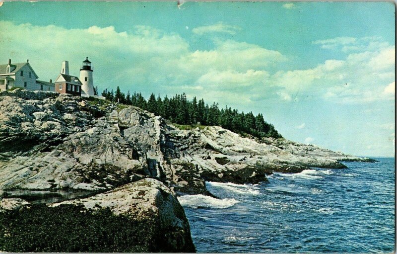 Pemaquid Point Maine ME Postcard 4c Red Stamp PM Lincoln Cancel Lyman Owen PM 