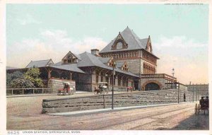 Union Station Railroad Depot Springfield Massachusetts 1910c Phostint postcard