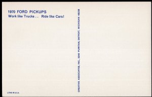 Classic Truck Dealer Postcard 1970 FORD Pickup Ride Like Cars - Chrome