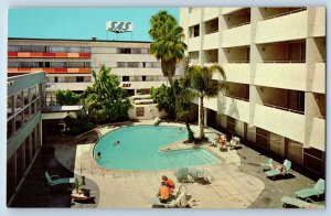 San Diego California Postcard El Cortez Hotel Pool Exterior Building View c1960