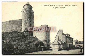 Old Postcard Fougeres Chateau Tour des Gobelins and large Postern