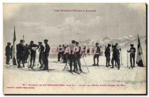 Old Postcard of Sports & # 39hiver Superbagneres Ski Tray Before departure d ...