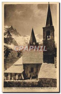 Old Postcard Dauphine La Grave Church and the Meije