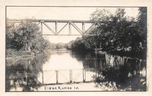J8/ Sioux Rapids Iowa RPPC Postcard c1910 Railroad Bridge River 44