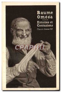 Postcard Old Advertisement Omega Baume against sprains and bruises
