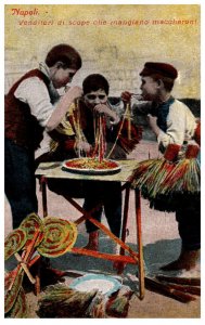 Vendor Boys eating Spagetti