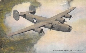 WWII Military 1940s Postcard B-24 Bomber Above The Clouds