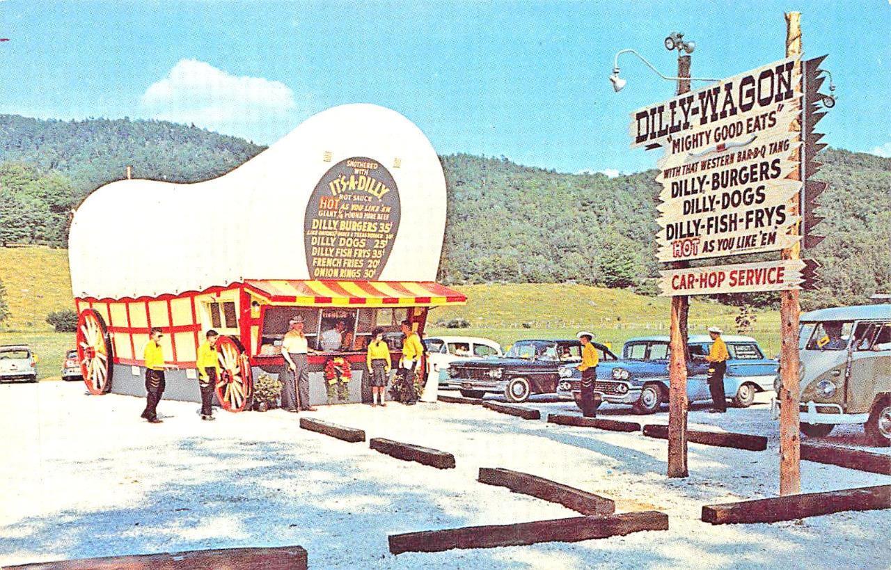 Potsdam NY DillyWagon DriveIn Restaurant Old Cars Postcard United