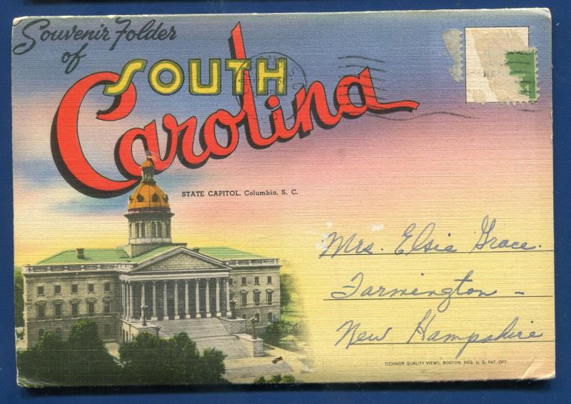 South Carolina sc state capitol linen Postcard Folder