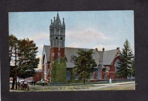 NY Ossining on Hudson First Baptist Church New York Vintage Postcard Horse Buggy