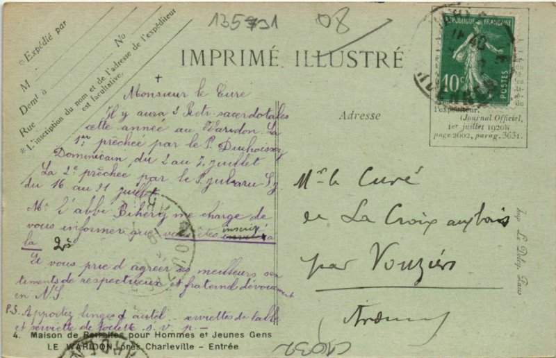 CPA Le Wardon - CHARLEVILLE - Entree (135731)