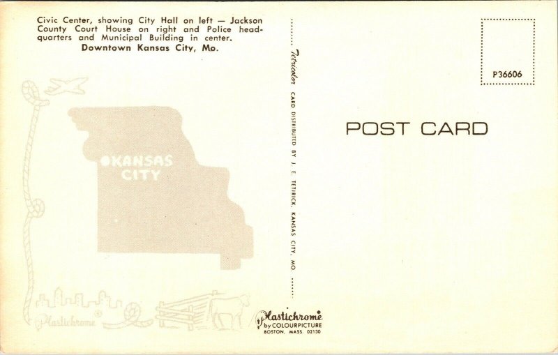 Civic Center City Hall Jackson Country Court House Kansas City MO Postcard VTG 